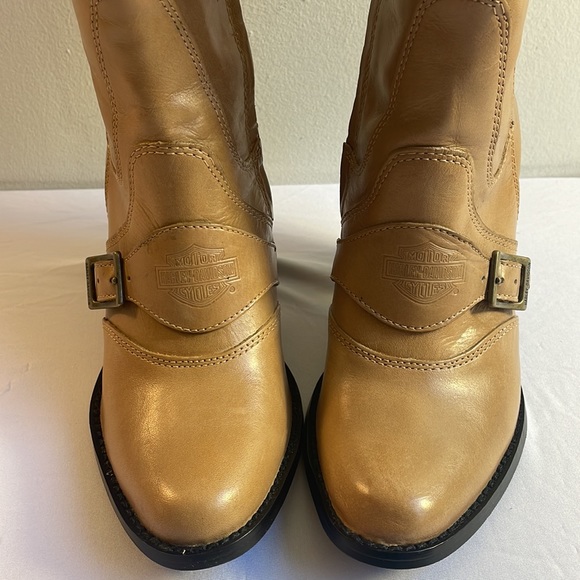 Tan Leather Harley-Davidson Heeled Boots NWT Size 6 - Picture 3 of 13
